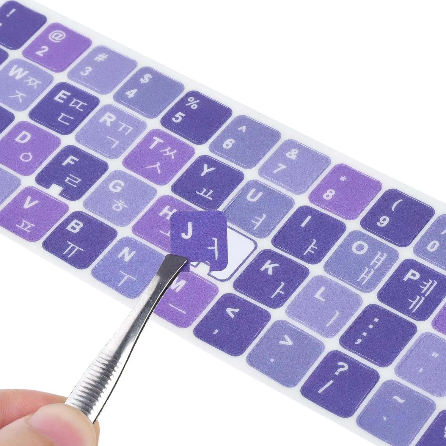 DAMMOMKO Korean-Purple/White Hebrew Keyboard Letter Stickers - 2-Pack | Vinyl Replacement for Laptops - main product image