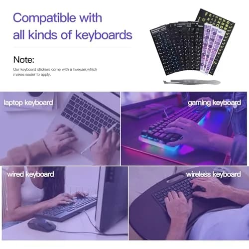 DAMMOMKO Korean Keyboard Stickers 2 Pack | Purple & White Lettering, Vinyl, Laptop & Desktop Compatible thumbnail 6