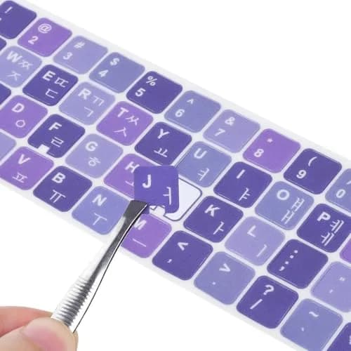 DAMMOMKO Korean Keyboard Stickers 2 Pack | Purple & White Lettering, Vinyl, Laptop & Desktop Compatible thumbnail 1