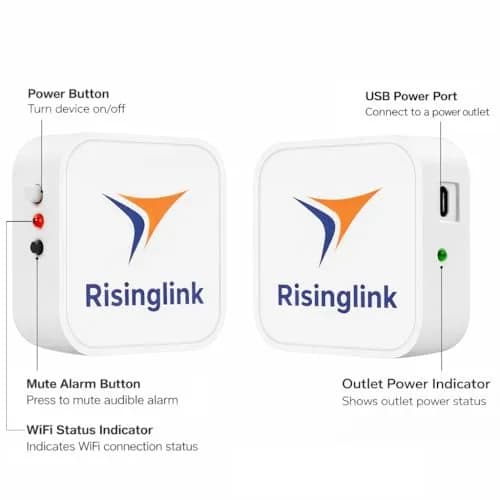 Risinglink WiFi Power Outage Alarm Detector 24/7 | US-Engineered Power Failure & Restoration Alerts thumbnail 2