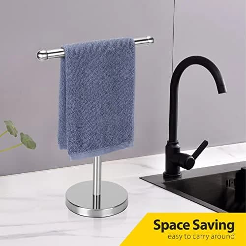 WAYDELI T-Shape Hand Towel Holder Stand 29.2 cm (11.5 in) | Heavy Weighted Base for Bathroom Countertops thumbnail 4