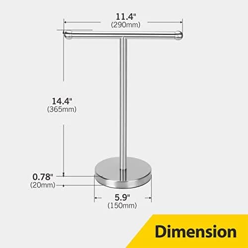 WAYDELI T-Shape Hand Towel Holder Stand 29.2 cm (11.5 in) | Heavy Weighted Base for Bathroom Countertops thumbnail 5