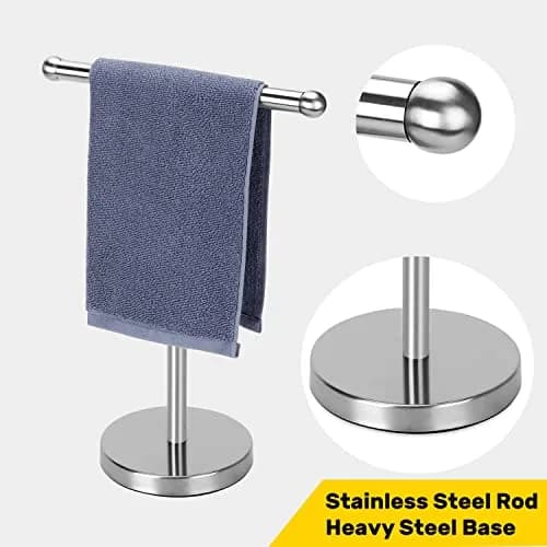 WAYDELI T-Shape Hand Towel Holder Stand 29.2 cm (11.5 in) | Heavy Weighted Base for Bathroom Countertops thumbnail 2