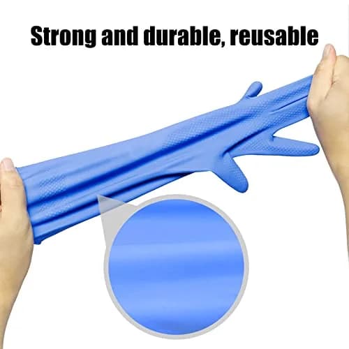 IUCGE Rubber Gloves Dishwashing 4 Pairs | Reusable Household Cleaning Gloves (Medium, Blue+Pink) thumbnail 7