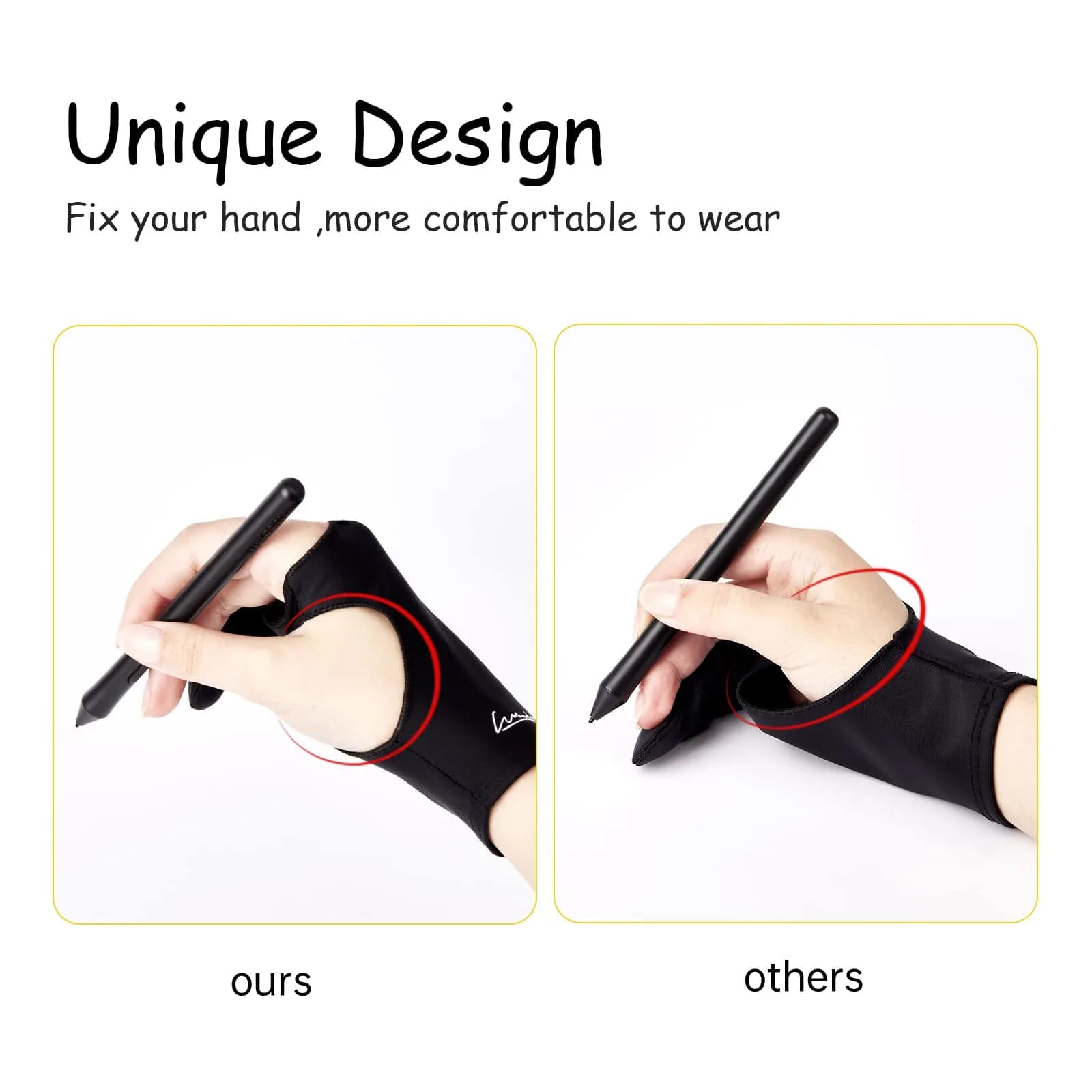 WooKoudai Digital Drawing Glove 2 Pack, Medium | Smudge Guard for Artists - view 2