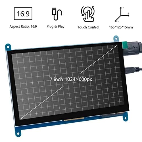 Hosyond 7 Inch IPS LCD Touch Screen Monitor 1024x600 (18cm) | 5-Point Capacitive Touch, HDMI Input, 16:9 Aspect Ratio thumbnail 2