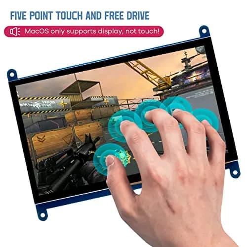 Hosyond 7 Inch IPS LCD Touch Screen Monitor 1024x600 (18cm) | 5-Point Capacitive Touch, HDMI Input, 16:9 Aspect Ratio thumbnail 3