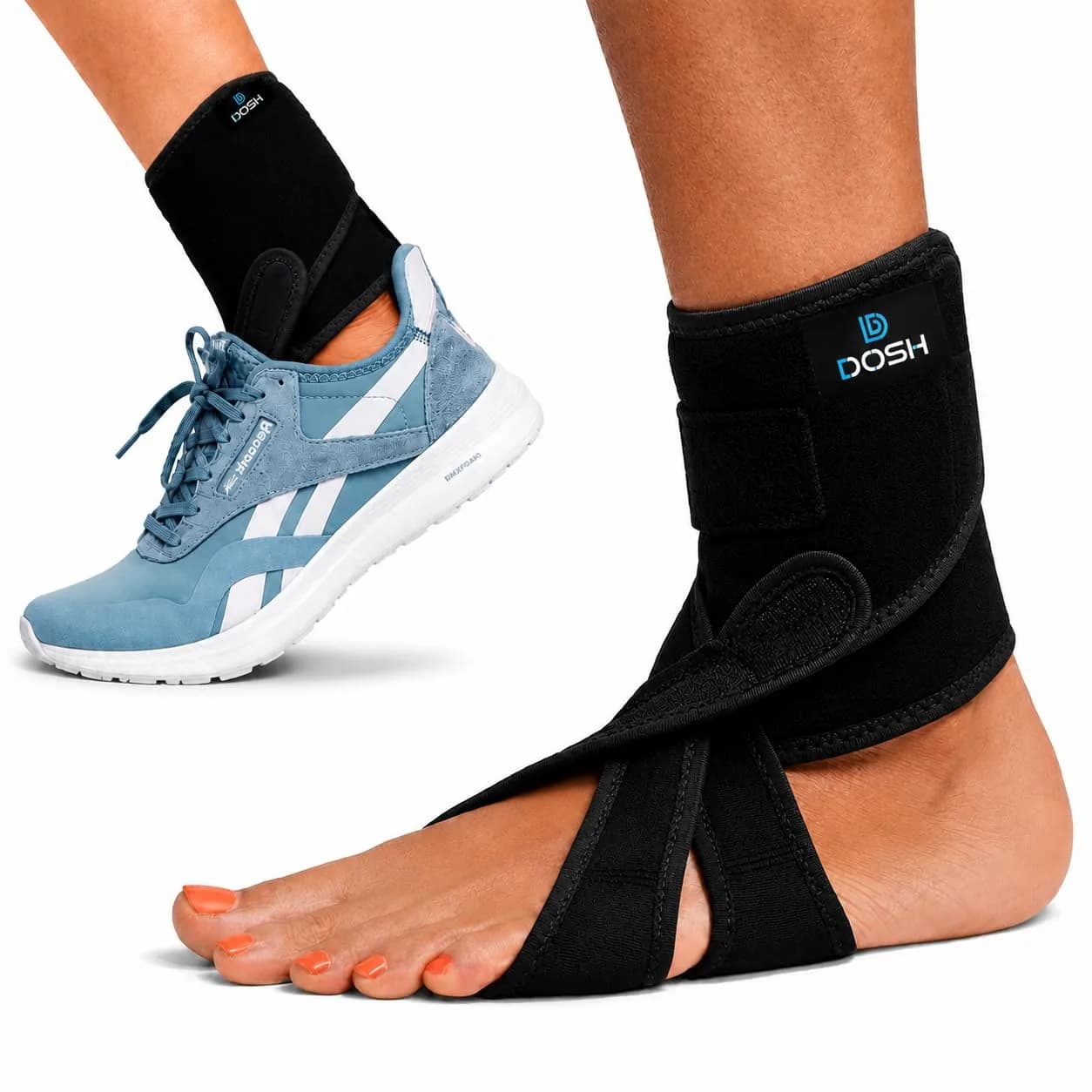 Dosh Left Foot Drop Brace for Walking & Sleeping - Soft AFO Support - Unisex One Size (Black) - main product image