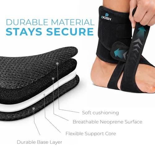 Dosh Left Foot Drop Brace for Walking & Sleeping - Soft AFO Support - Unisex One Size (Black) thumbnail 5
