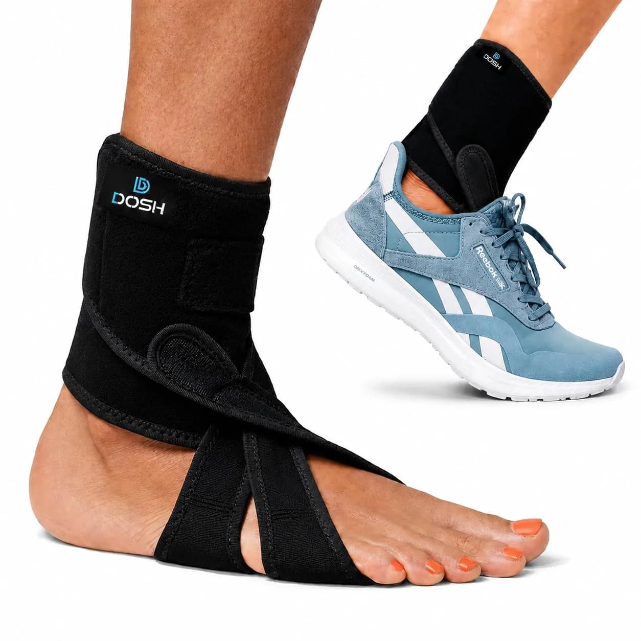 Dosh Right AFO Foot Drop Brace for Walking - Soft Ankle Foot Orthosis 10.16 cm (4 Inches) Length | FDA Approved Consumer Device - main product image