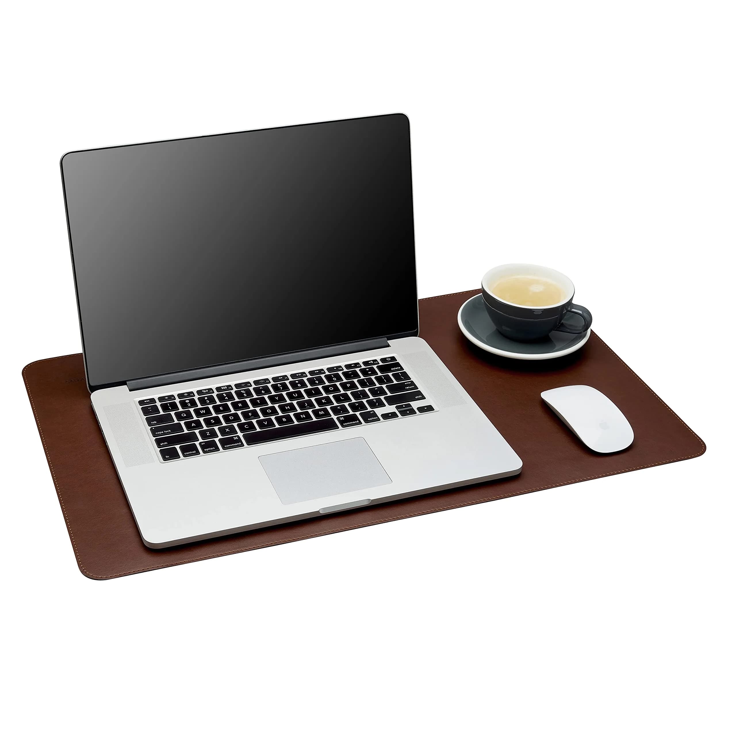Gallaway Leather Desk Mat - Medium 61cm x 35.5cm (24" x 14") Dark Brown | Smooth PU Leather Writing Pad with Non-Slip Felt Base — Dark Brown
