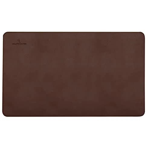 Gallaway Leather Desk Mat - Medium 61cm x 35.5cm (24" x 14") Dark Brown | Smooth PU Leather Writing Pad with Non-Slip Felt Base thumbnail 4