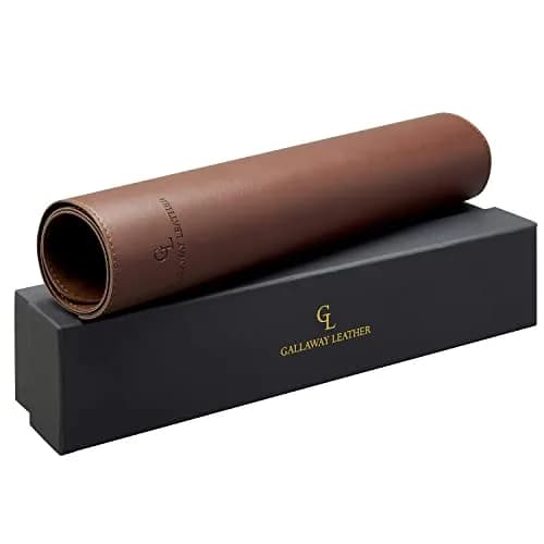 Gallaway Leather Desk Mat - Medium 61cm x 35.5cm (24" x 14") Dark Brown | Smooth PU Leather Writing Pad with Non-Slip Felt Base thumbnail 5