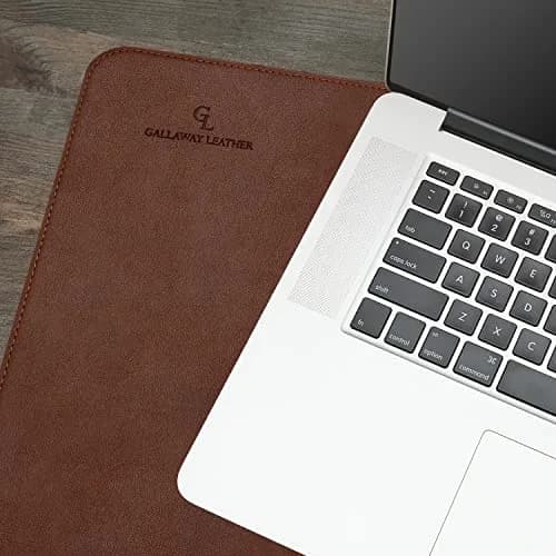 Gallaway Leather Desk Mat - Medium 61cm x 35.5cm (24" x 14") Dark Brown | Smooth PU Leather Writing Pad with Non-Slip Felt Base thumbnail 8