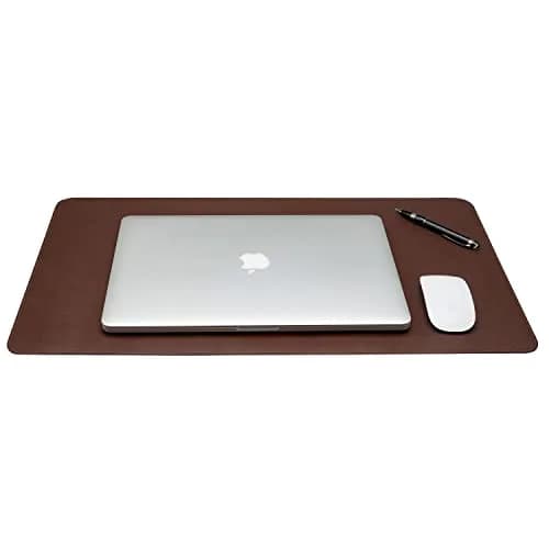 Gallaway Leather Desk Mat - Medium 61cm x 35.5cm (24" x 14") Dark Brown | Smooth PU Leather Writing Pad with Non-Slip Felt Base thumbnail 9