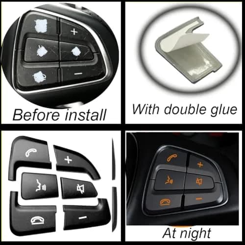 Angelguoguo Car Steering Wheel Button Switch Trim Cover Sticker Fit for Mercedes Benz W205 X253 W447 | Durable ABS, Easy DIY thumbnail 4