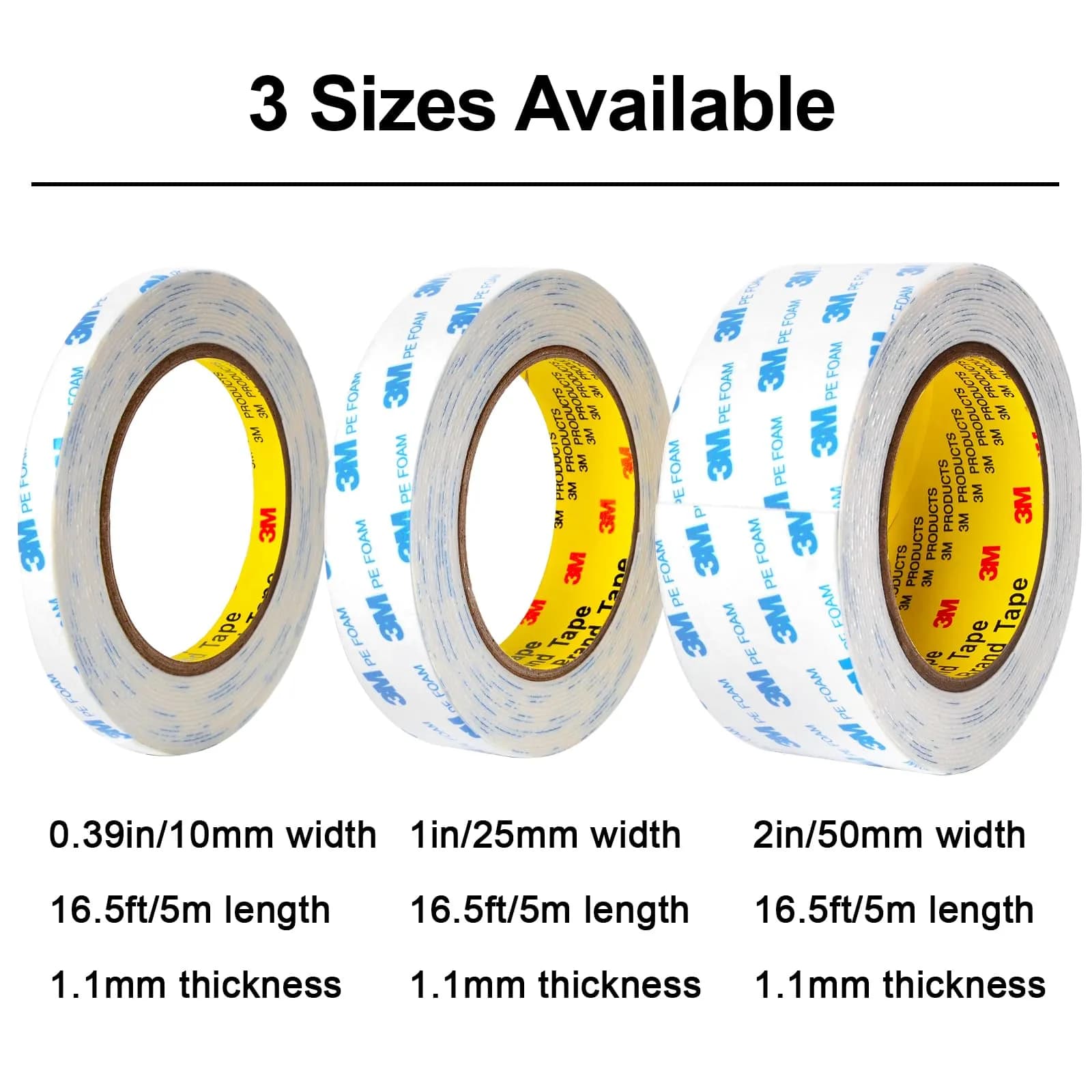 Hasaky Double Sided Foam Tape 2in x 16.5ft - Heavy Duty Adhesive for Wall Mounting & Picture Hanging (USA Import) - view 2