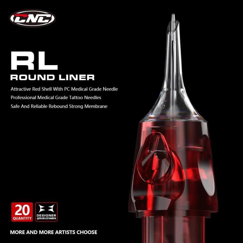 CNC 5RL Tattoo Needles Cartridge 20Pcs #12 Round Liner with Membrane | Sterilized Disposable Needles - view 4