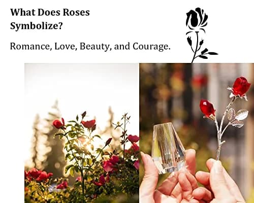 H&D HYALINE & DORA Red Crystal Double Rose Bouquet Figurine | Handmade Romantic Home Decor thumbnail 5