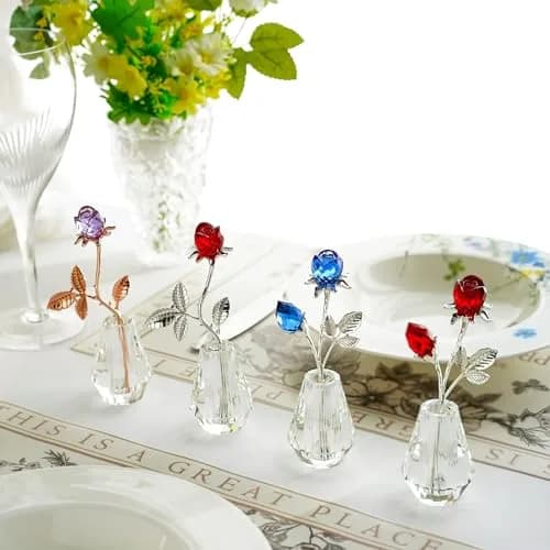 H&D HYALINE & DORA Red Crystal Double Rose Bouquet Figurine | Handmade Romantic Home Decor thumbnail 7
