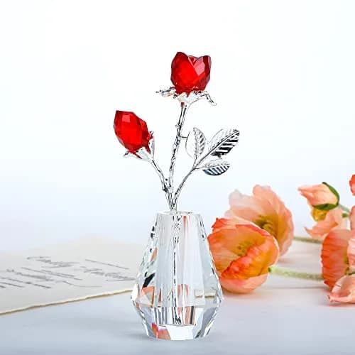 H&D HYALINE & DORA Red Crystal Double Rose Bouquet Figurine | Handmade Romantic Home Decor thumbnail 8