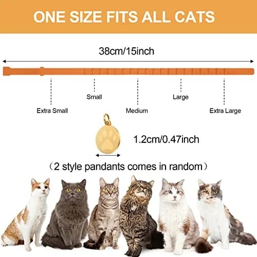 Weewooday 4-Pack Orange Calming Cat Collar with Pendants 38cm (15 Inches) | Reduces Anxiety & Aggression thumbnail 5