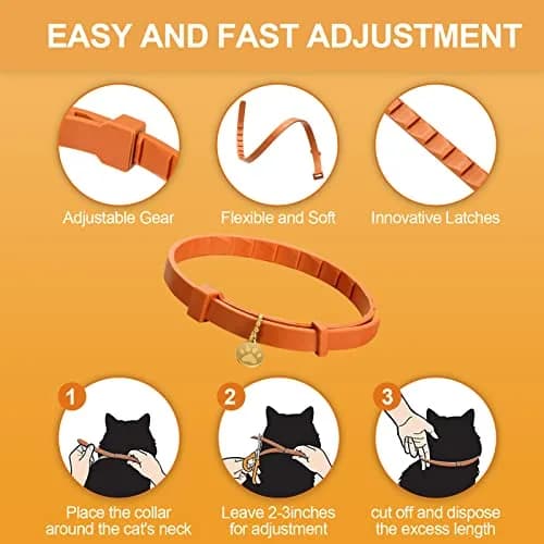 Weewooday 4-Pack Orange Calming Cat Collar with Pendants 38cm (15 Inches) | Reduces Anxiety & Aggression thumbnail 6