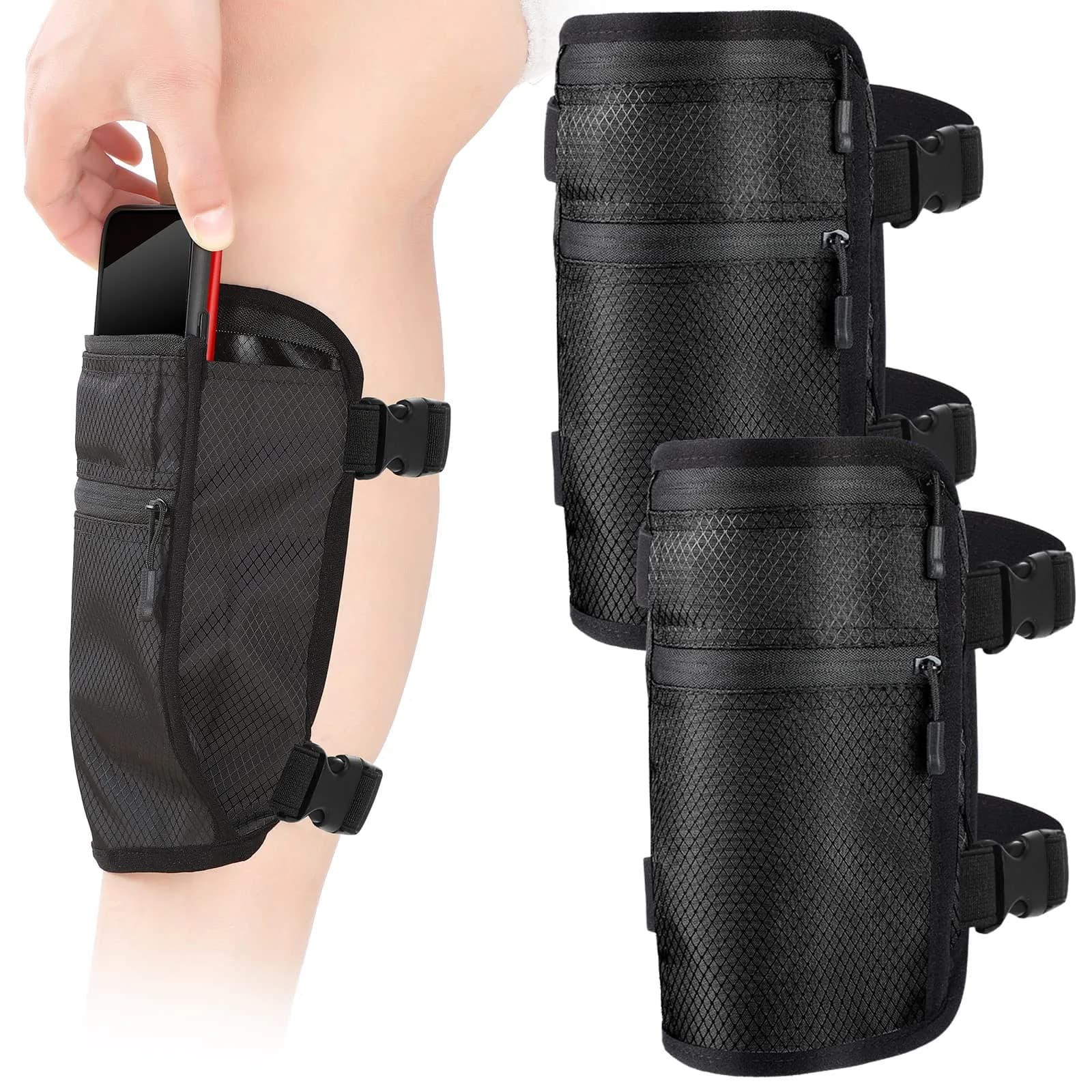 Xuniea Black Leg Phone Holder Pouch 28 cm (11 inches) | Secure Fit for Active Lifestyles — Black