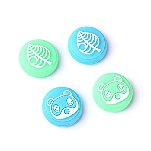 DLseego Animal Crossing Thumb Grips Caps for Switch OLED/Switch Lite Joystick | Cute Bear & Leaf Silicone Cover (Switch/OLED/Lite) thumbnail 1
