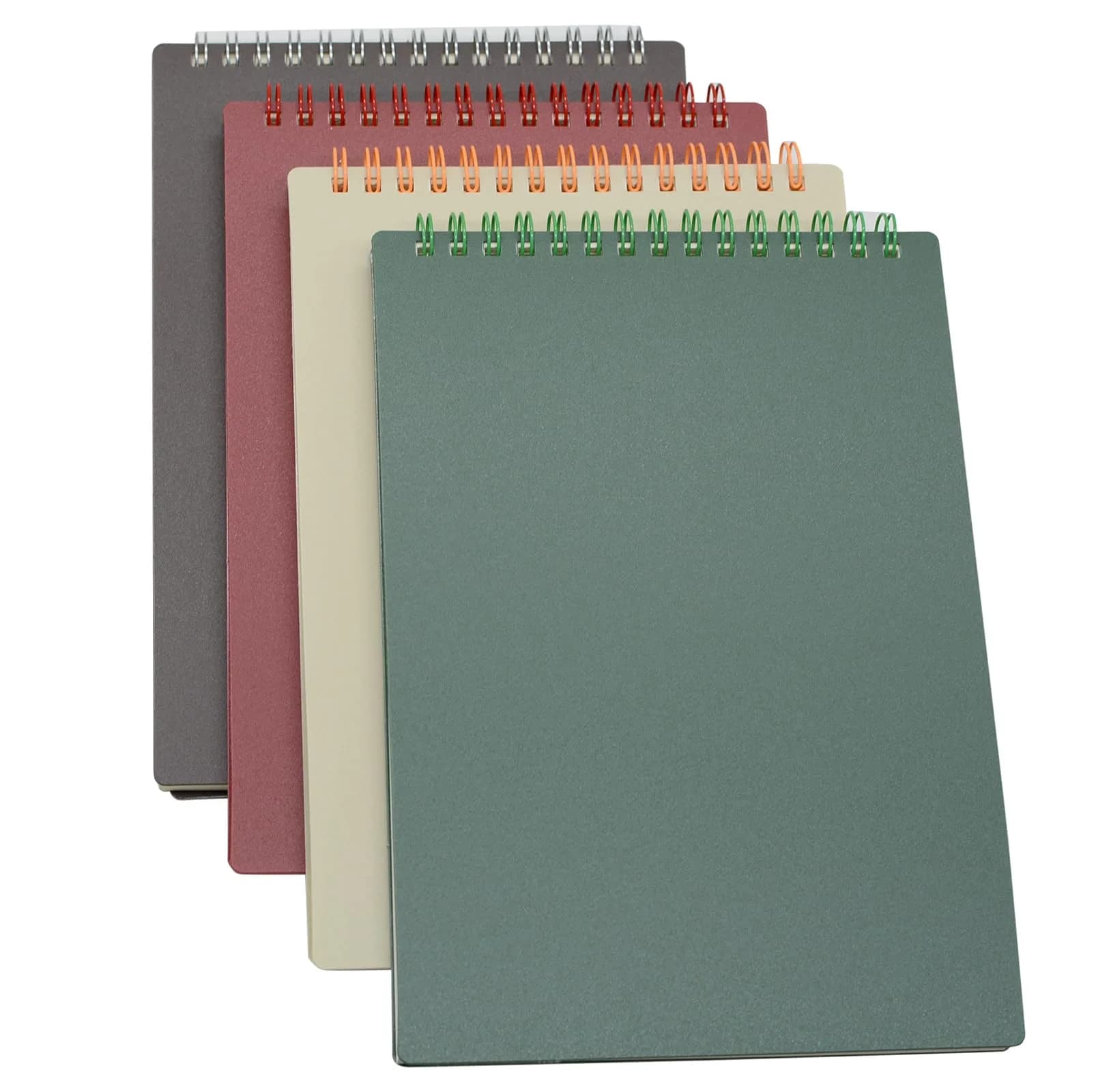 Yansanido Top Bound Spiral Notebook 4 Pack | A5 Size Thick Plastic Hardcover 7mm College Ruled Paper — 4 Pcs A5