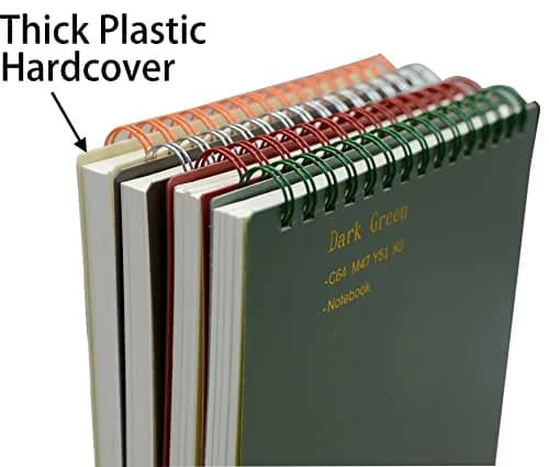 Yansanido Top Bound Spiral Notebook 4 Pack | A5 Size Thick Plastic Hardcover 7mm College Ruled Paper thumbnail 4