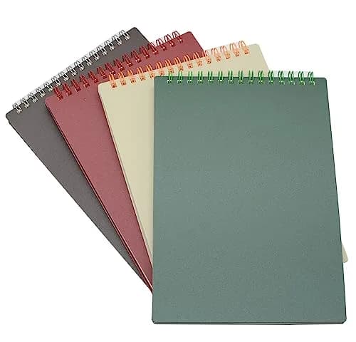 Yansanido Top Bound Spiral Notebook 4 Pack | A5 Size Thick Plastic Hardcover 7mm College Ruled Paper thumbnail 2