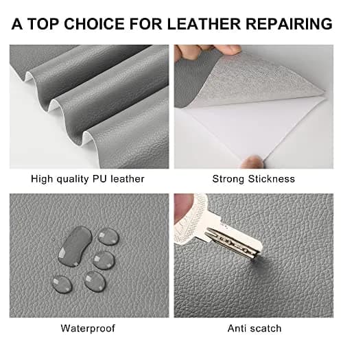 YAFLC Grey Self-Adhesive Leather Repair Patch 10cm x 160cm (4" x 63") | Strong PU Leather Tape for Furniture & Auto thumbnail 4