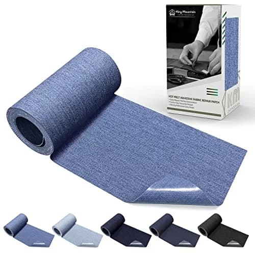 KING MOUNTAIN Denim Iron-On Repair Patch 3"x60" Sky Blue | Strong Adhesion for Jeans & Clothing - main product image