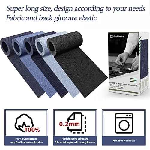 KING MOUNTAIN Denim Iron-on Repair Patch Roll (3"x60", Blue) | USA-Sourced Fabric Mending Solution thumbnail 3