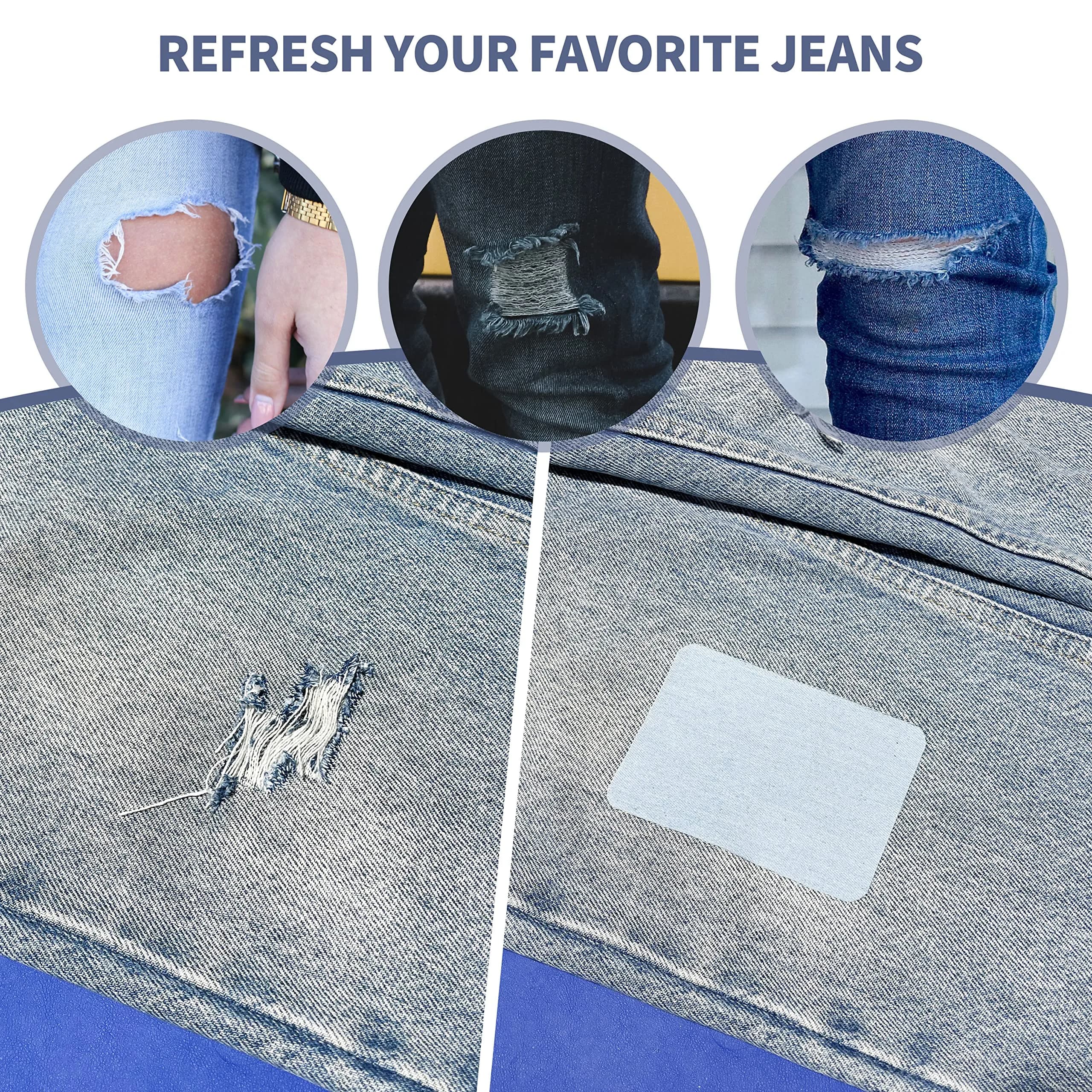 KING MOUNTAIN Denim Iron-on Repair Patch Roll (3"x60", Blue) | USA-Sourced Fabric Mending Solution - view 4