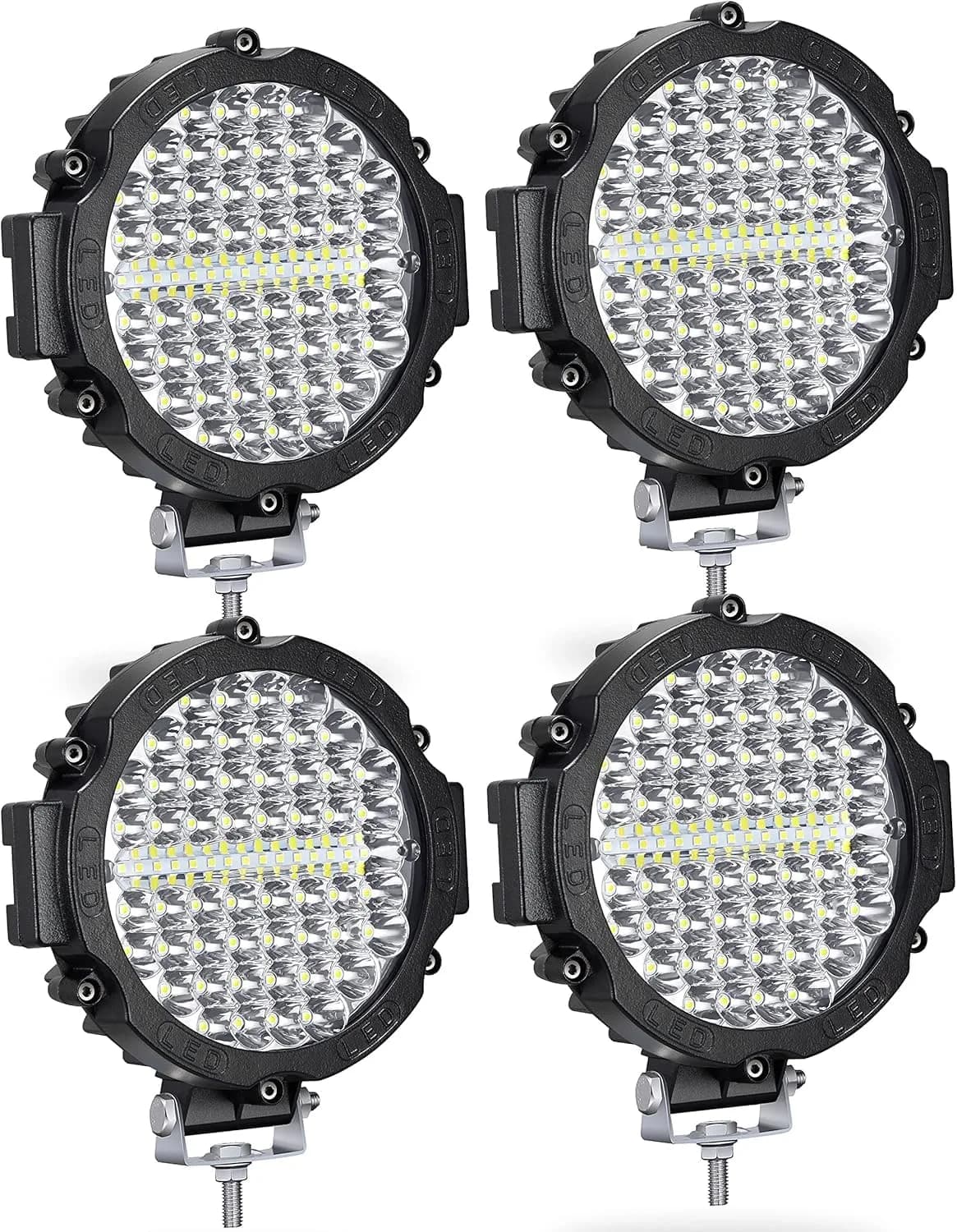 SAN YOUNG 7 Inch Round LED Off Road Lights 210W | Bright 10000lm, Waterproof, 12V-60V, 4 Pack
