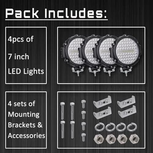 SAN YOUNG 7 Inch Round LED Off Road Lights 210W | Bright 10000lm, Waterproof, 12V-60V, 4 Pack thumbnail 8