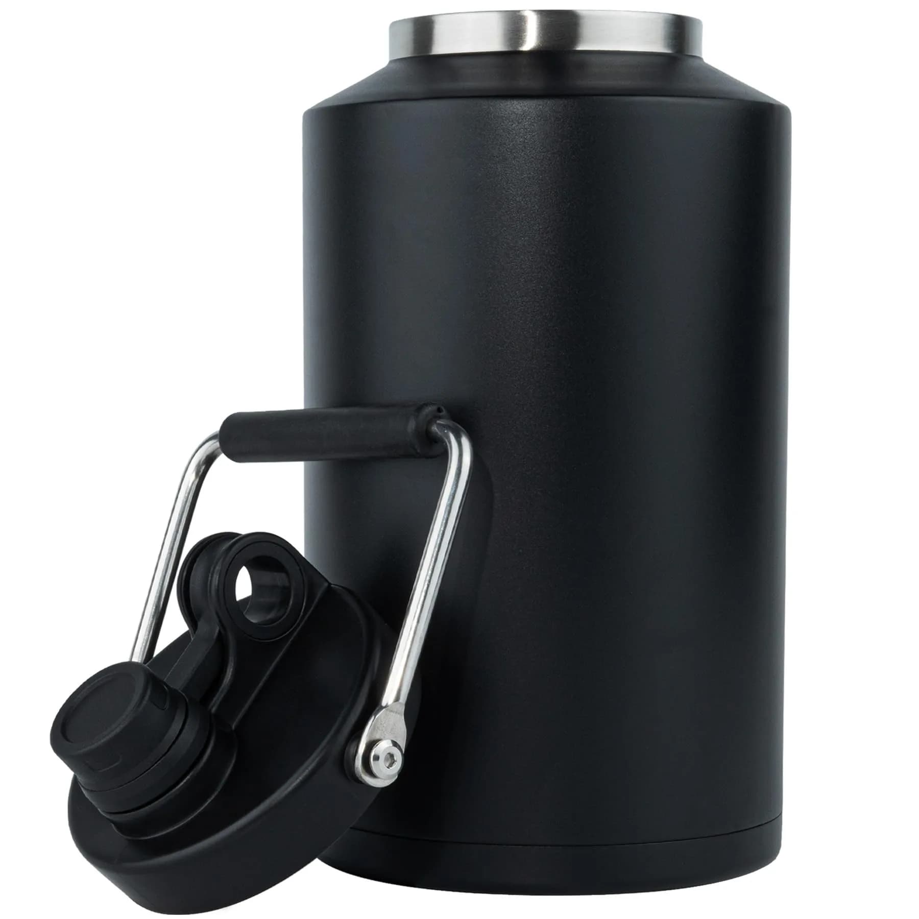 Kerilyn Insulated Gallon Jug with Handle, 3785ml (128oz) Stainless Steel | Keeps Drinks Cold 48 Hrs, Hot 24 Hrs — Black / Bucket Only