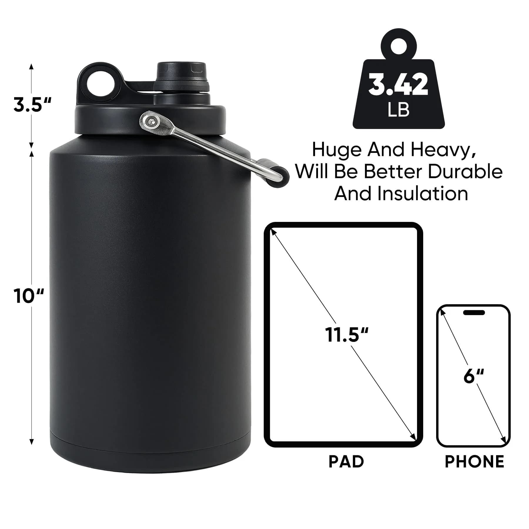 Kerilyn 128oz (3785ml) Insulated Gallon Jug with Handle | Keeps Drinks Cold 48 Hrs, Hot 24 Hrs - view 2