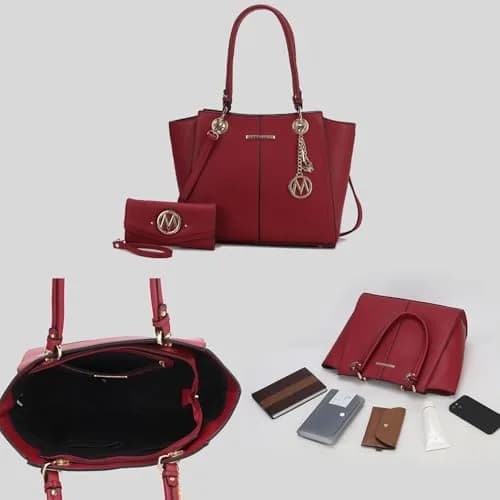 J'OMOR BY MIA Tote Bag with Wristlet Wallet for Women | Vegan Leather Structured Handbag (13" W x 11.5" H) thumbnail 6