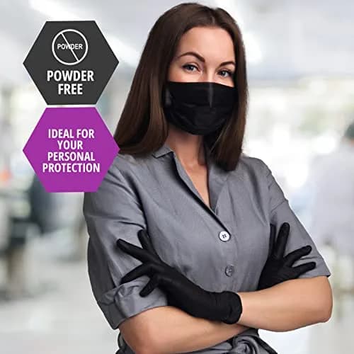 MED PRIDE Black Nitrile Exam Gloves 4 Mil Medium | Waterproof, Puncture-Resistant, Powder-Free (1000-Count) thumbnail 4