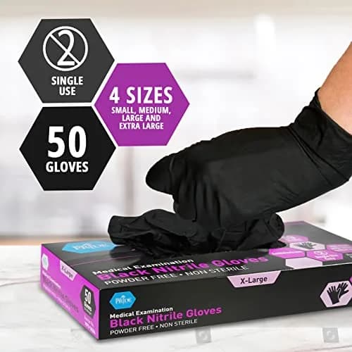 MED PRIDE Black Nitrile Exam Gloves 4 Mil Medium | Waterproof, Puncture-Resistant, Powder-Free (1000-Count) thumbnail 5