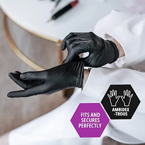 MED PRIDE Black Nitrile Exam Gloves 4 Mil Medium | Waterproof, Puncture-Resistant, Powder-Free (1000-Count) thumbnail 3