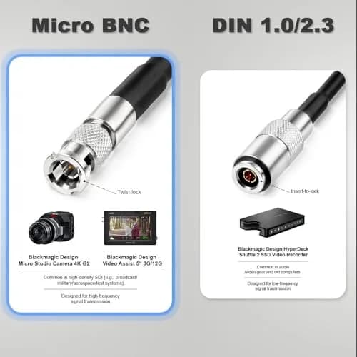 Alvin's Cables 12G SDI Coaxial Cable 50cm (19.7 inches) | High-Density Micro-BNC to BNC Male thumbnail 2