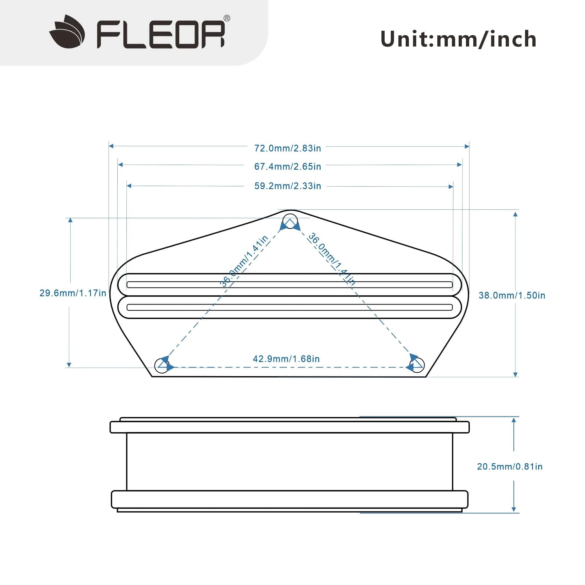 FLEOR Alnico 5 Dual Rail Humbucker Bridge Pickup 12-13K | Hot Rails for TL Style Electric Guitars - view 2