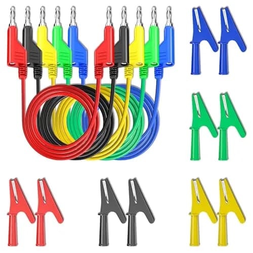 Goupchn 15PCS Stackable Banana Plug Test Leads with Alligator Clips 1m (3.3ft) | 1000V 15A | 5 Colors thumbnail 1