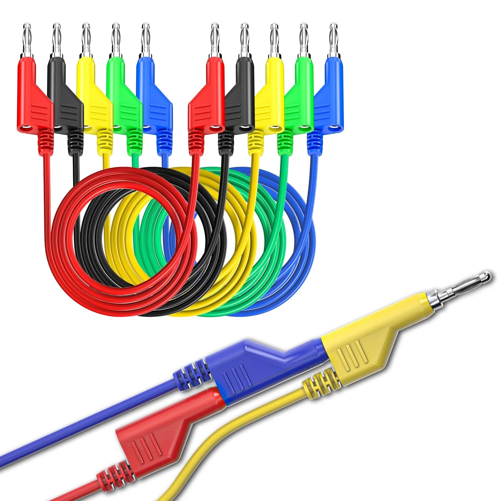 Goupchn 15PCS Stackable Banana Plug Test Leads with Alligator Clips 1m (3.3ft) | 1000V 15A | 5 Colors - view 4