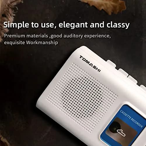 TOMASHI Portable Cassette Player Tape Recorder with Built-in Speaker, Microphone, Headphone Jack, 11.6cm (4.57 inch) | Retro Style Audio Player thumbnail 3