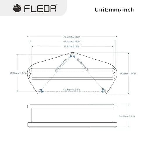 FLEOR Alnico 5 Dual Rail Humbucker Bridge Pickup 6-7K | Hot Rails for TL Style Electric Guitars thumbnail 2